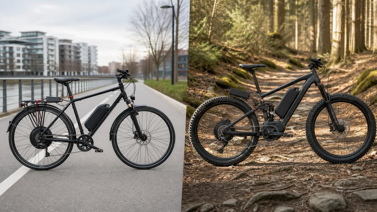 250W commuter conversion bike compared with high-power private-land conversion bike