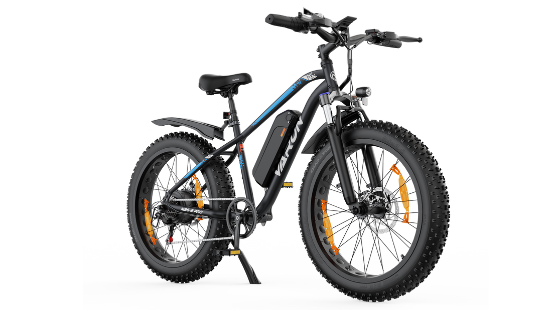 Fat tyre electric bike with wide off-road tyres