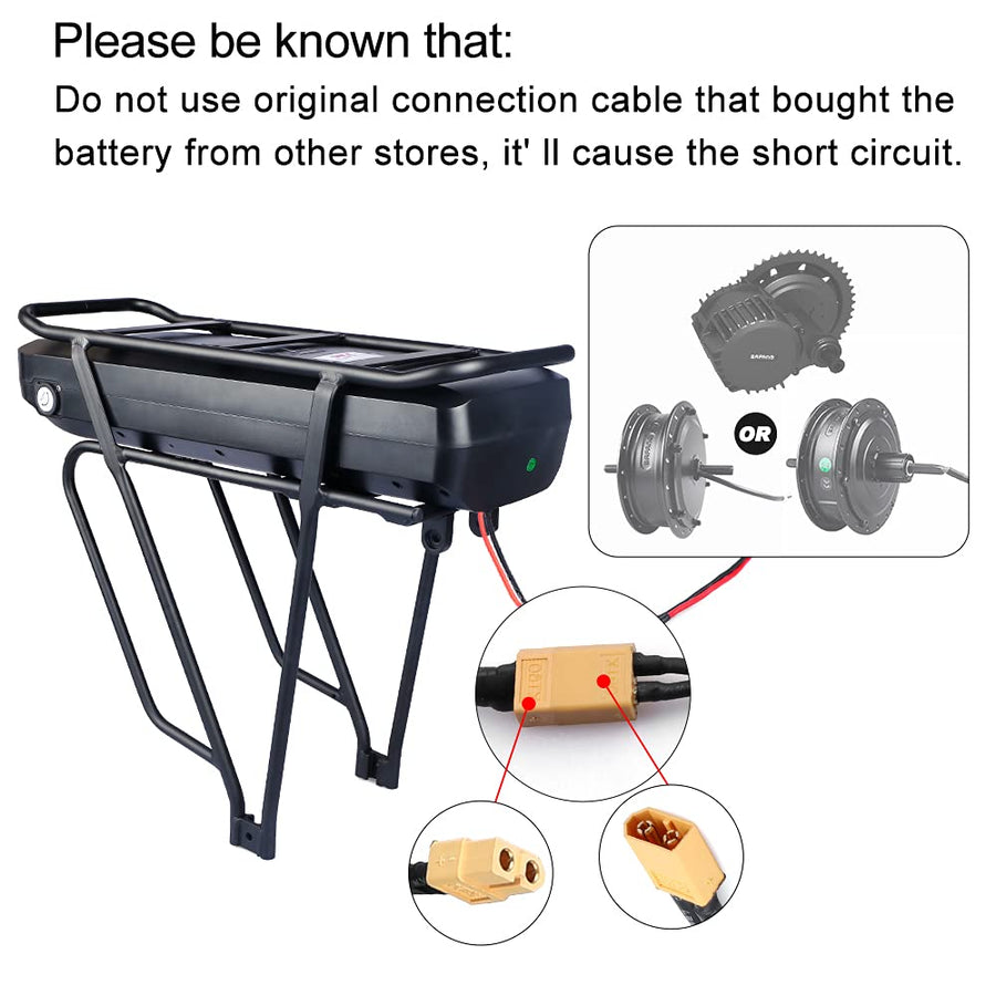 36V–52V Rear Rack E-Bike Battery 17.5Ah–22.5Ah – product image 4