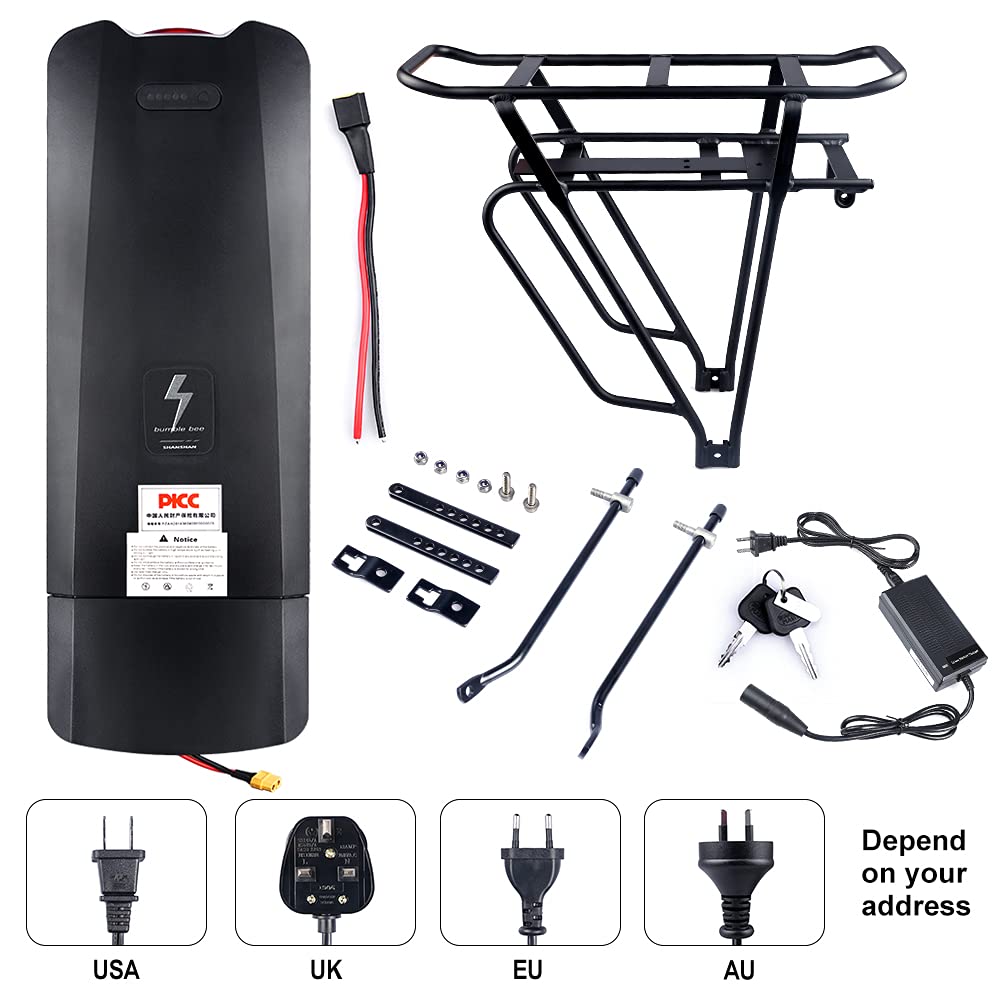 Best 36V–52V Rear Rack e-Bike Battery 17.5Ah–22.5Ah Panasonic Cells | Professional e-Bike Kit Battery for Bafang Mid Drive & Hub Motors | High-Performance Lithium Battery with Smart BMS