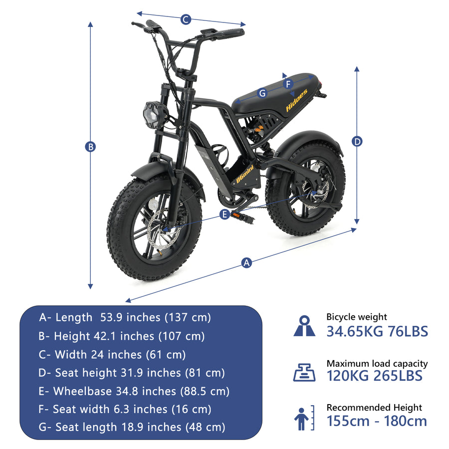 Hidoes HD-B6 Mini 500W Fat Tyre Electric Bike – product image 3