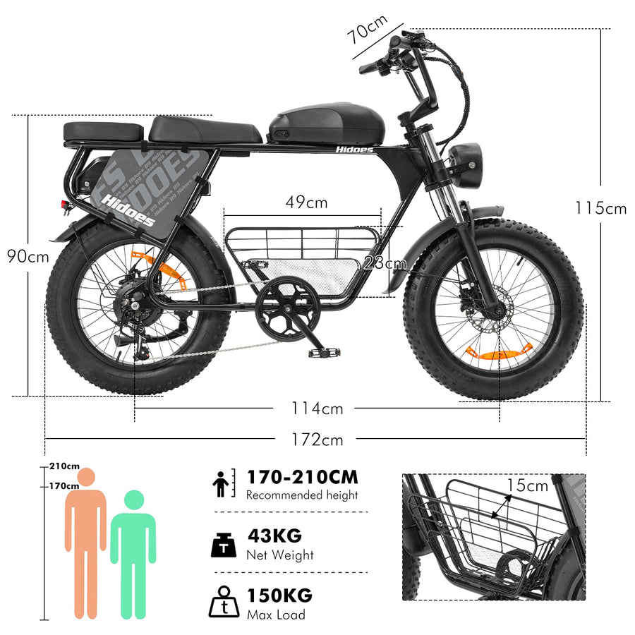 Hidoes HD-B9 Dual-Battery Fat Tyre Electric Bike – product image 7