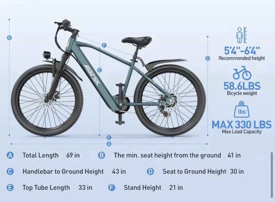 Aairsk GT300 250W Electric Bike - 26 Inch Blue or Black – product image 7