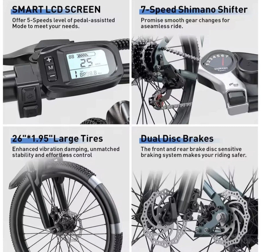 Aairsk GT300 250W Electric Bike - 26 Inch Blue or Black – product image 8