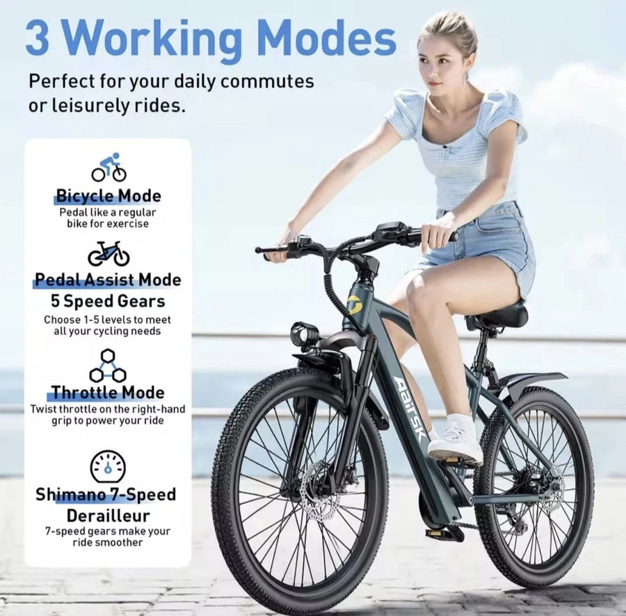 Aairsk GT300 250W Electric Bike - 26 Inch Blue or Black – product image 9