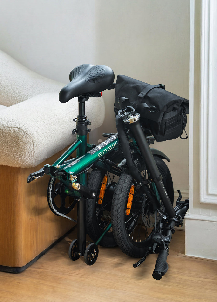 ENGWE Zip grey folding e-bike front three-quarter view